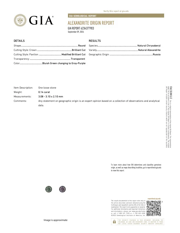 0.14 Carat Alexandrite - Russian - GIA - Image 3