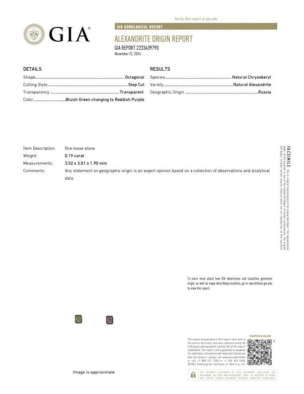 0.19 Carat Alexandrite - Russian - GIA - Image 3