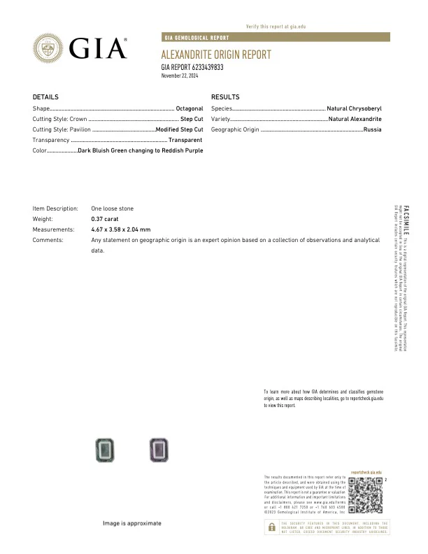 0.37 Carat Alexandrite - Russian - GIA - Image 3
