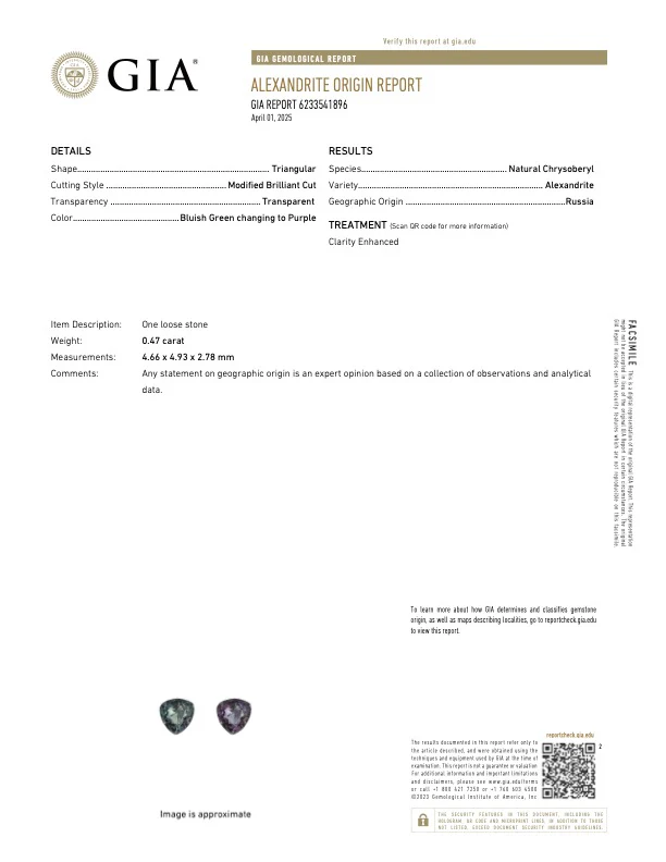 0.47 Carat Alexandrite - Russian - GIA - Image 2