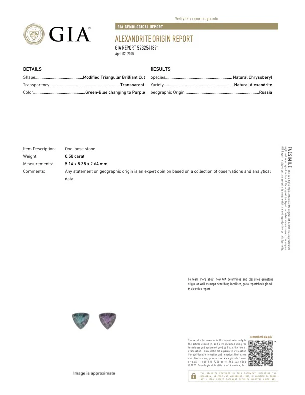 0.50 Carat Alexandrite - Russian - GIA - Image 2