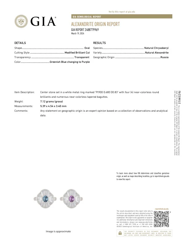 0.68 Carat Alexandrite and Diamond Ring- GIA - Image 2