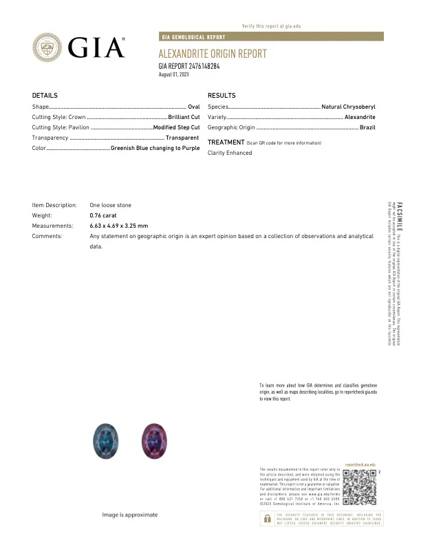 0.76 Carat Alexandrite and Diamond Ring- GIA - Image 4
