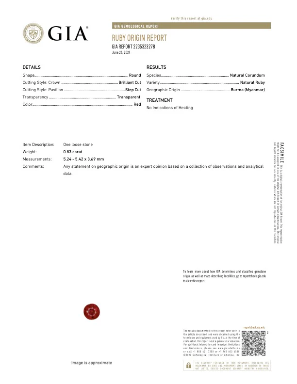 0.83 Carat Burma No Heat Ruby - GIA - Image 5
