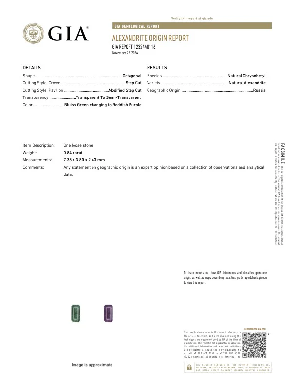 0.84 Carat Alexandrite - Russian - GIA - Image 2