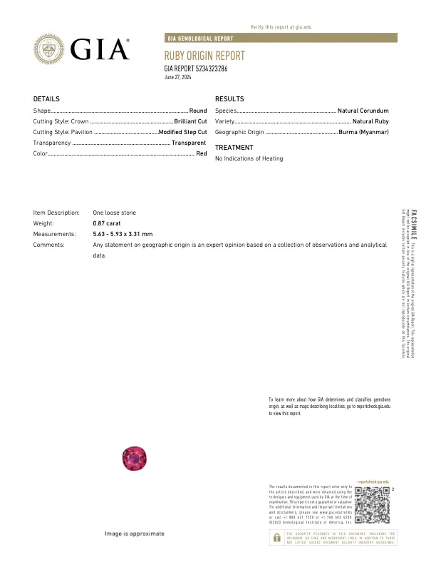 0.87 Carat Burma No Heat Ruby - GIA - Image 5