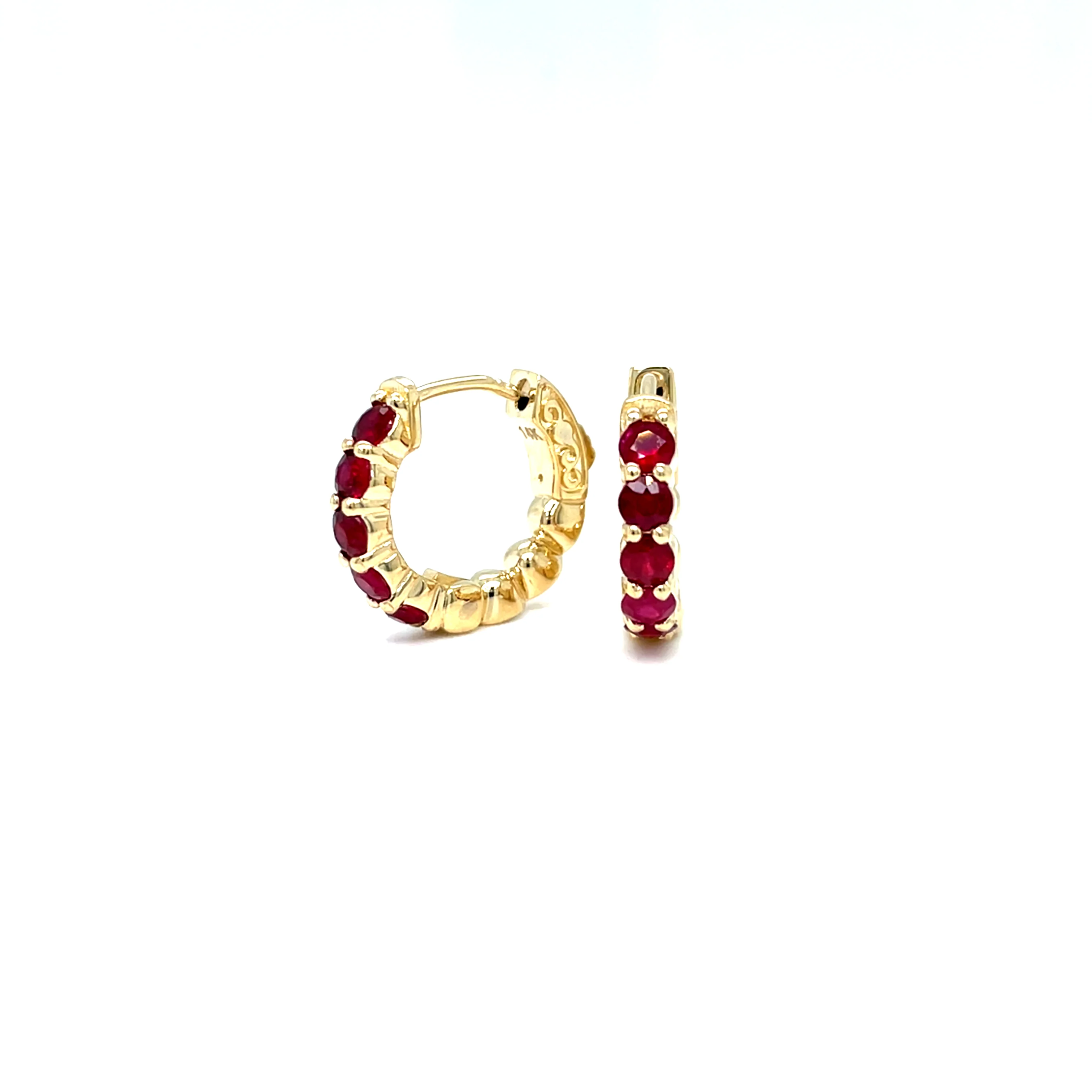1.00 Carat Ruby Mini Hoop Earrings - Image 3