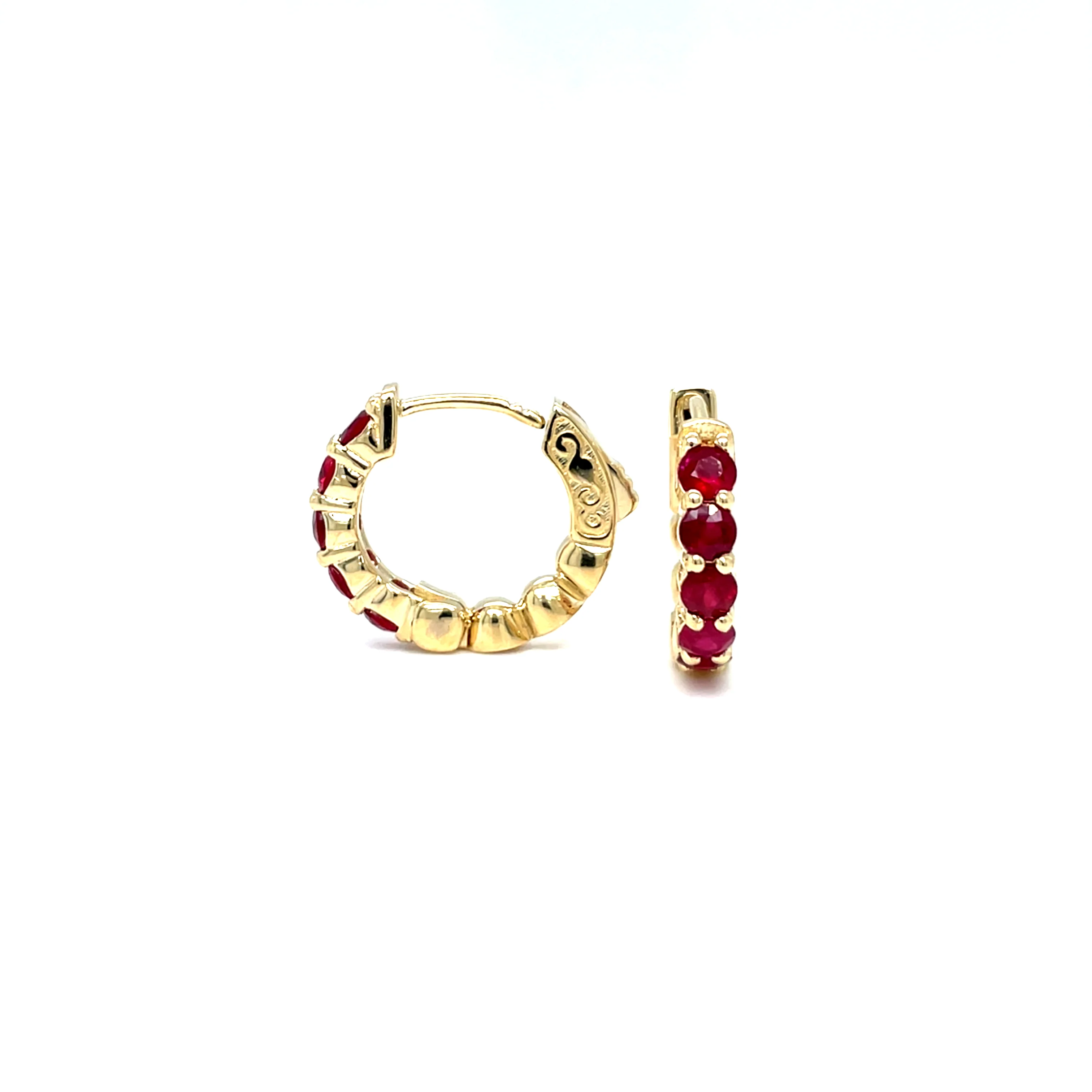 1.00 Carat Ruby Mini Hoop Earrings - Image 4