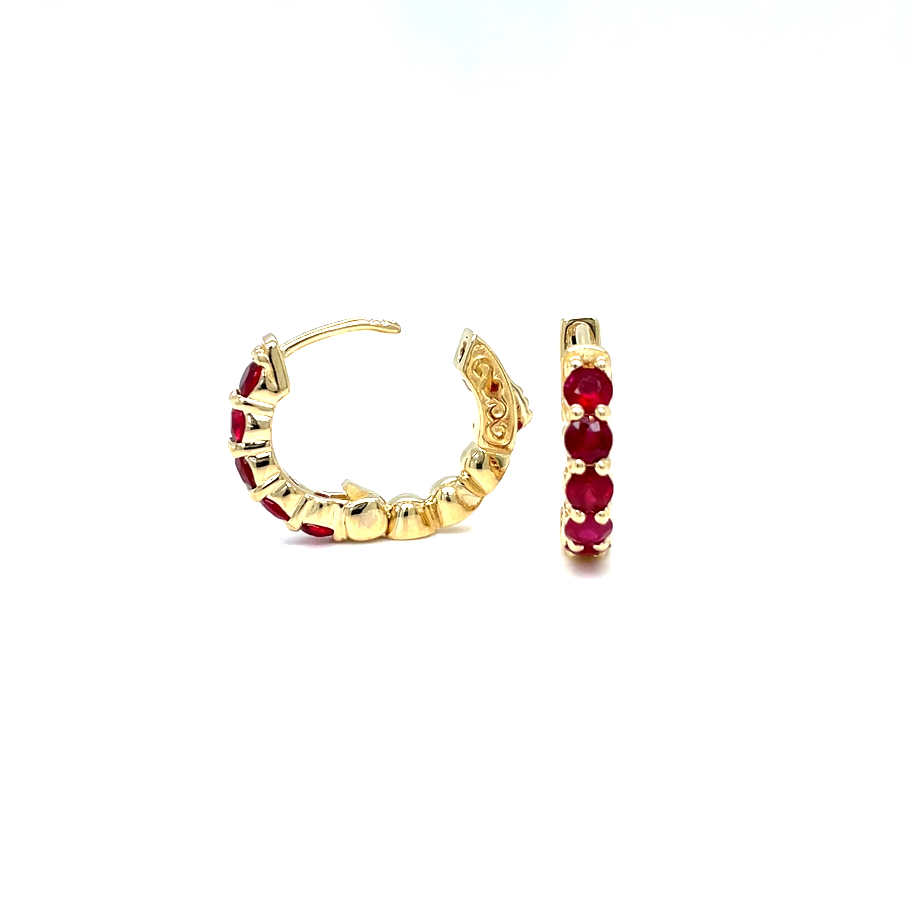 1.00 Carat Ruby Mini Hoop Earrings - Image 5