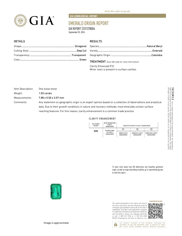 1.03 Carat Colombian Emerald - GIA - Image 2
