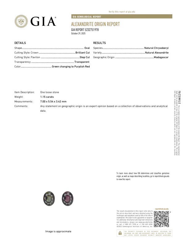 1.15 Carat Alexandrite - Madagascar - GIA - Image 2