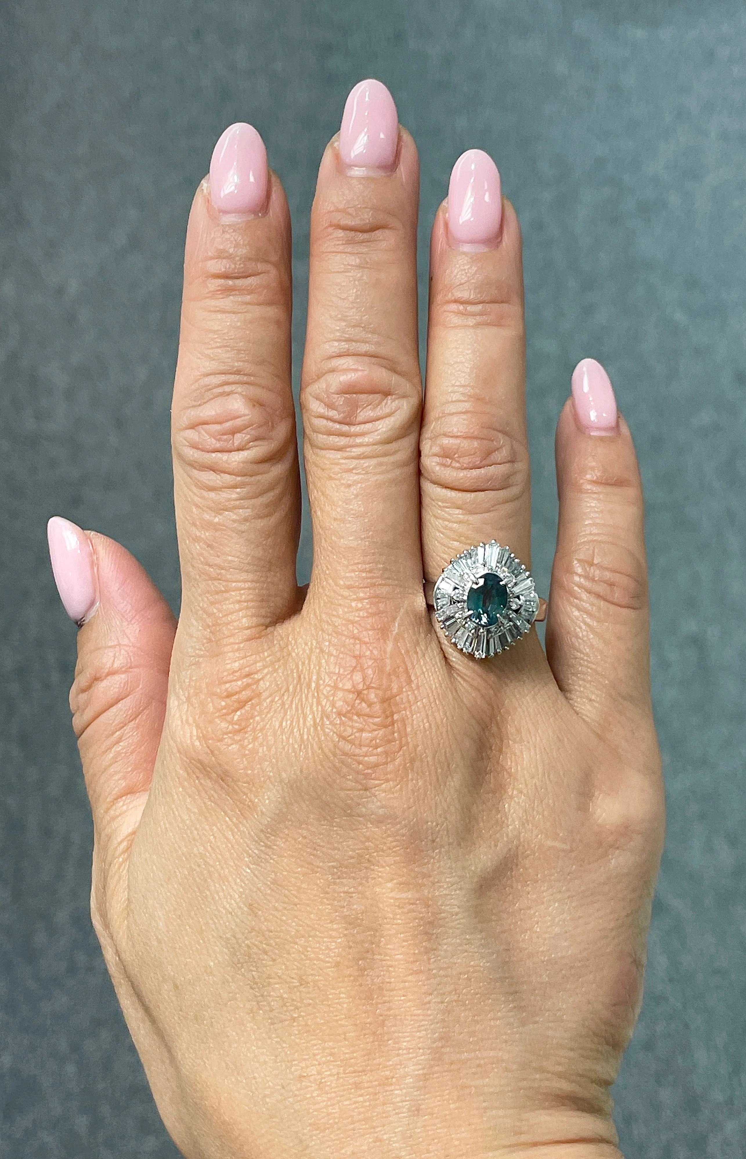 1.29 Carat Alexandrite and Diamond Ring - Image 2