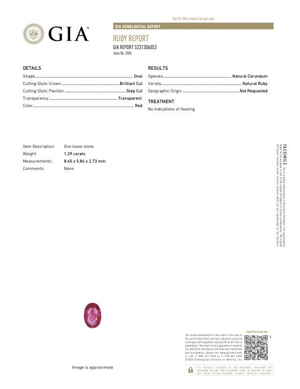 1.29 Carat No Heat Ruby - GIA - Image 4