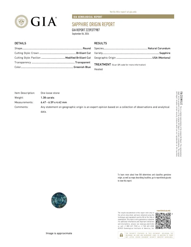 1.38 Carat Heated Montana Sapphire - GIA - Image 4