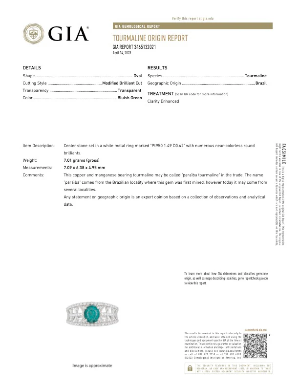 1.49 Carat Brazilian Paraiba Tourmaline and Diamond Ring - GIA - Image 6