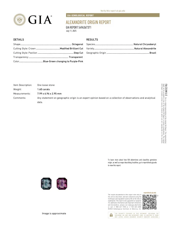1.60 Carat Alexandrite - Brazil - GIA - Image 3
