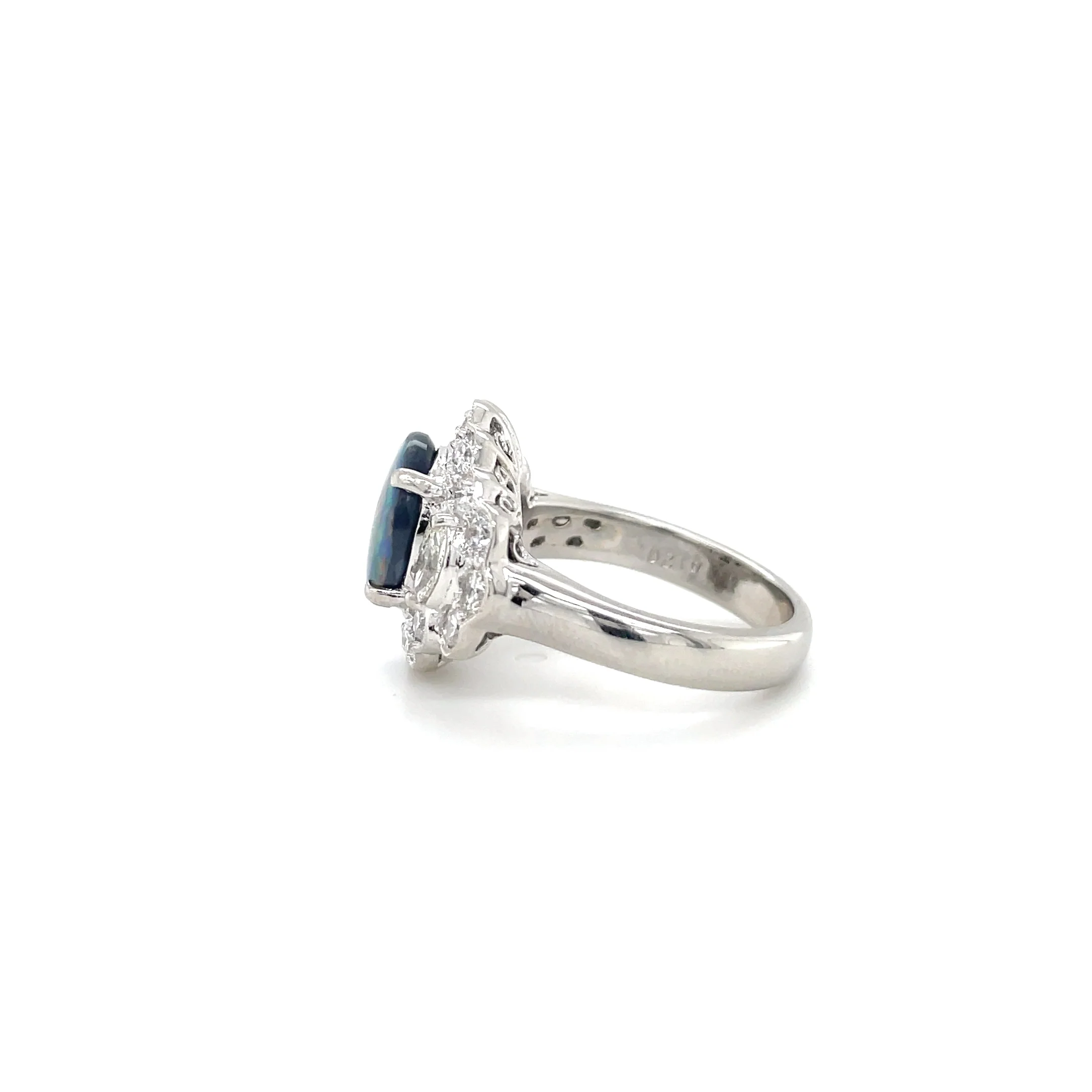 1.75 Carat Black Opal and Diamond Ring - Image 2