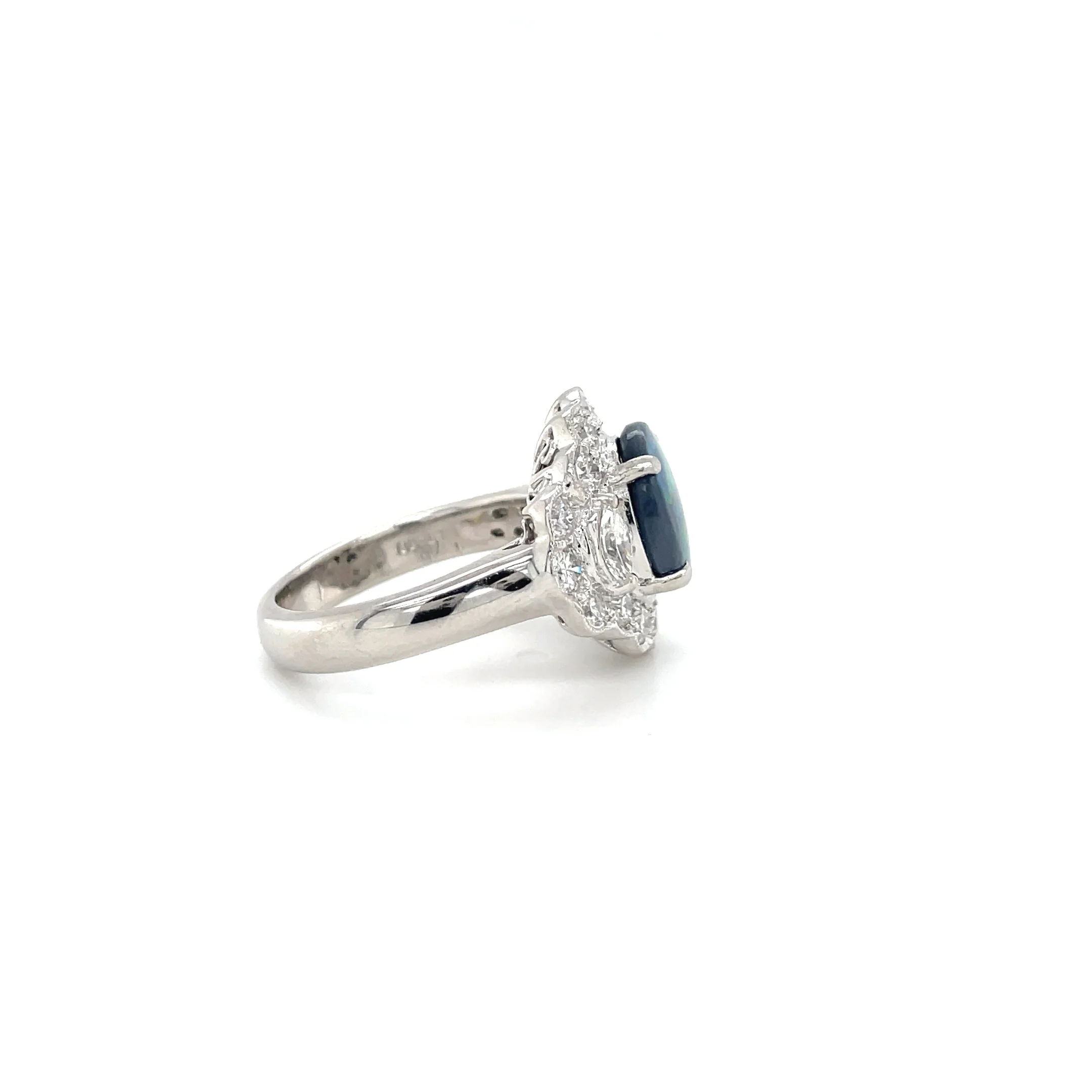 1.75 Carat Black Opal and Diamond Ring - Image 4