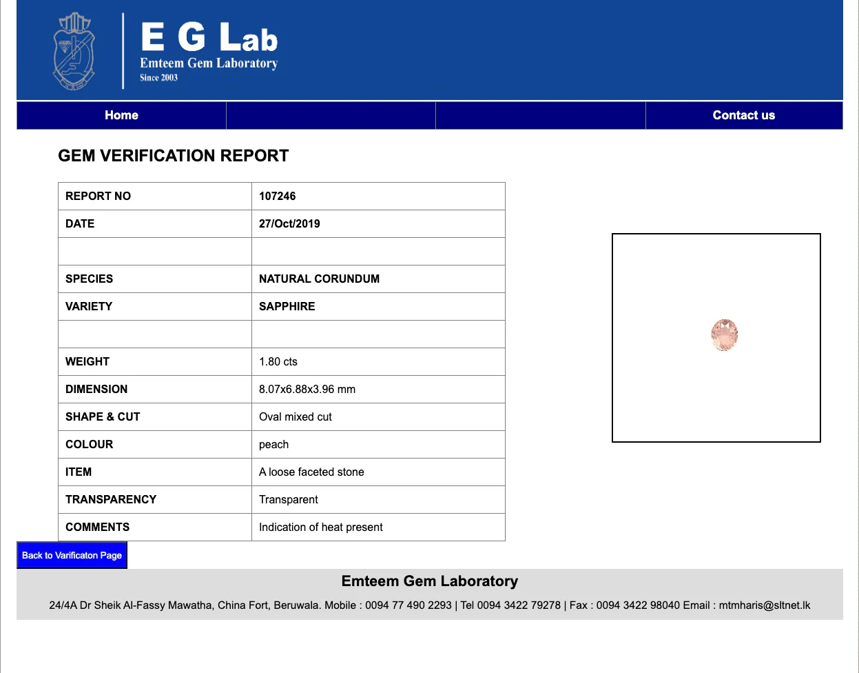 1.80 Carat Peach Sapphire - EGL - Image 4