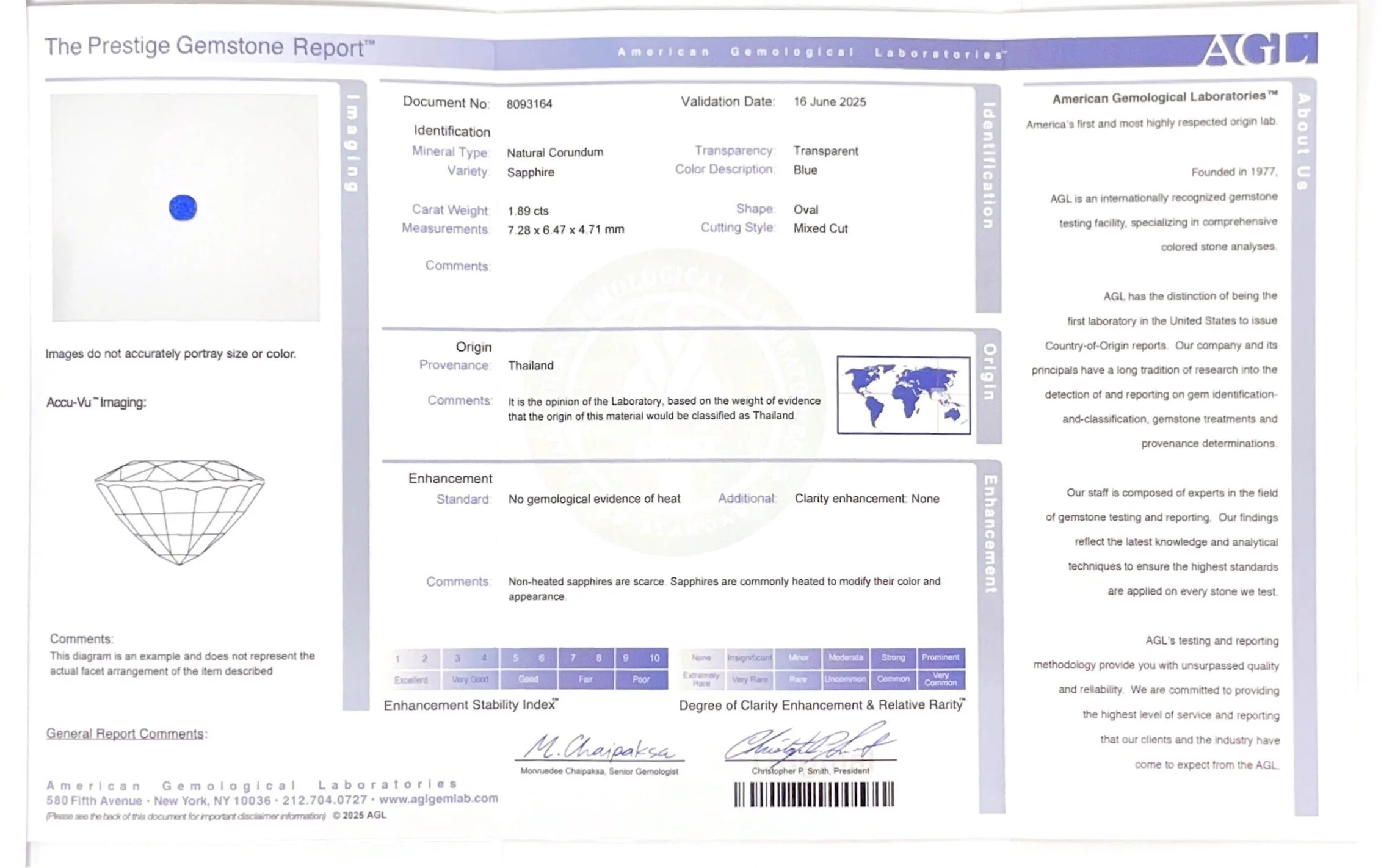 1.89 Carat No Heat Blue Sapphire - AGL - Image 4