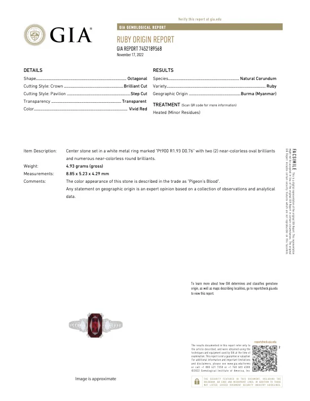 1.93 Carat Burma Ruby and Diamond Ring- GIA - Image 4