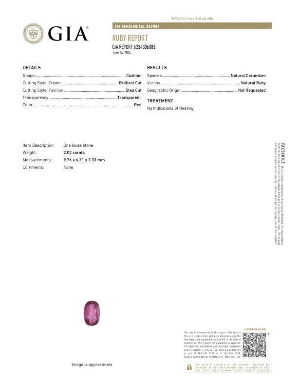 2.02 Carat No Heat Ruby - GIA - Image 3