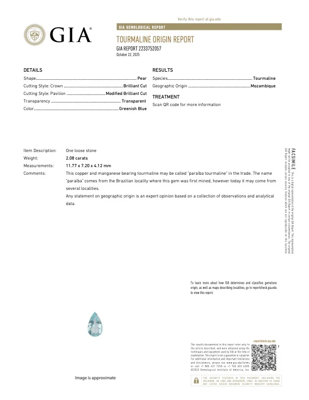 2.08 Carat Paraiba Tourmaline - GIA - Image 2