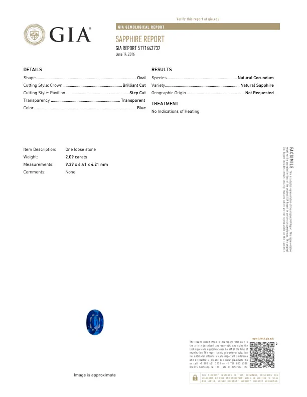 2.09 Carat No Heat Blue Sapphire - GIA - Image 2