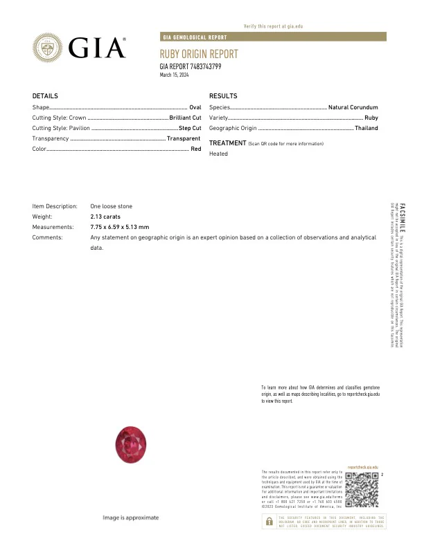 2.13 Carat Thai Ruby - GIA - Image 2
