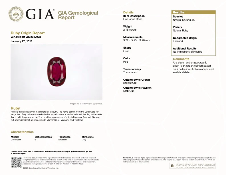 2.16 Carat No Heat Ruby - Thailand - GIA - Image 2