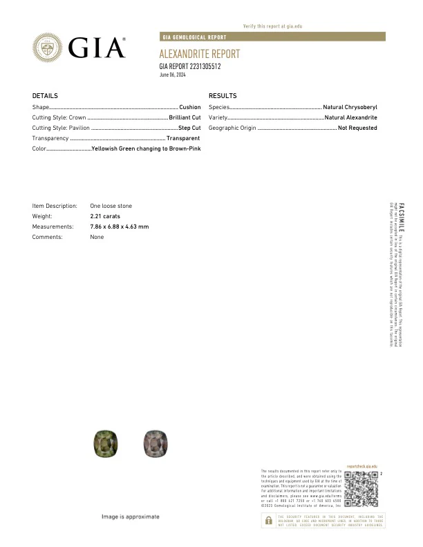 2.21 Carat Alexandrite - GIA - Image 2