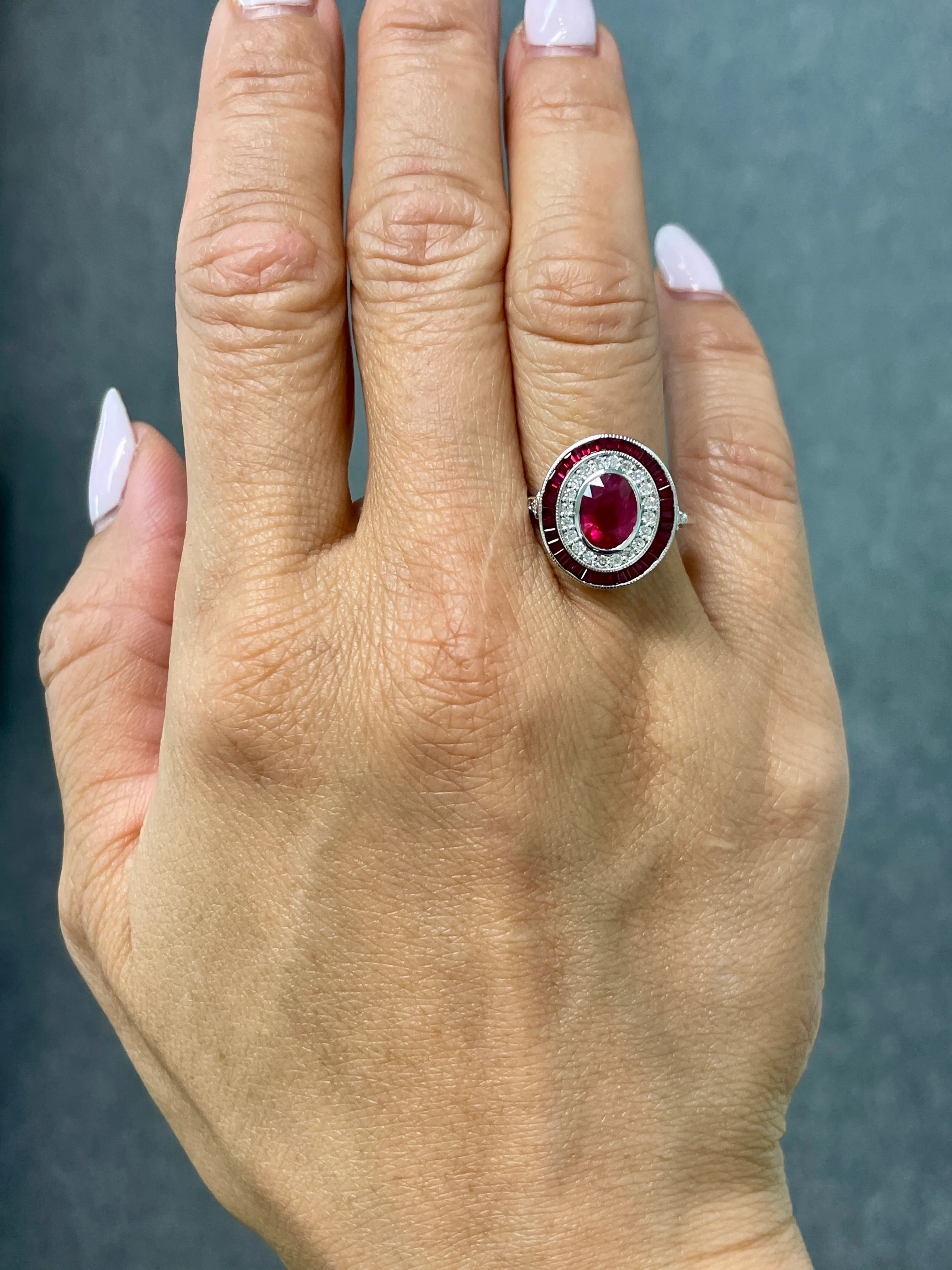 1.29 Carat Ruby and Diamond Ring - Image 2