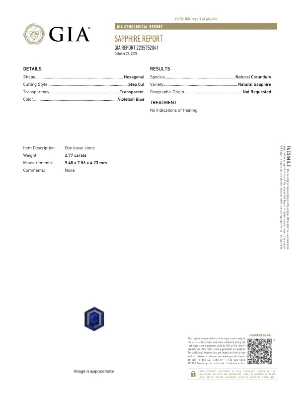 2.77 Carat No Heat Blue Sapphire - GIA - Image 4