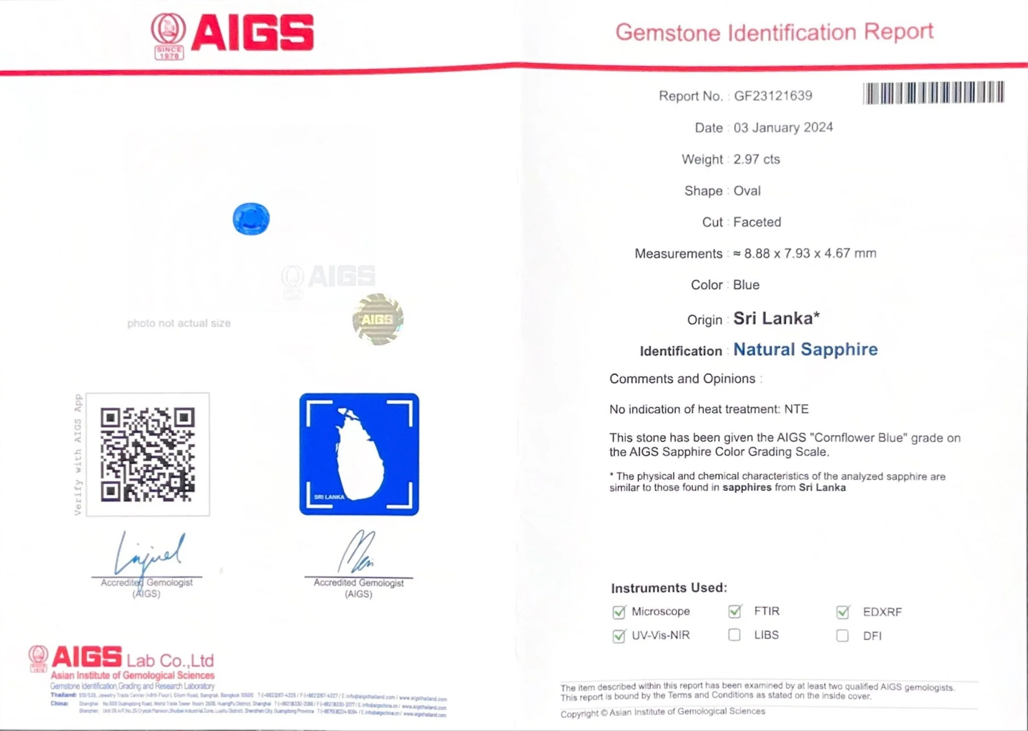 2.97 Carat Sapphire and Diamond Ring - AIGS - Image 6
