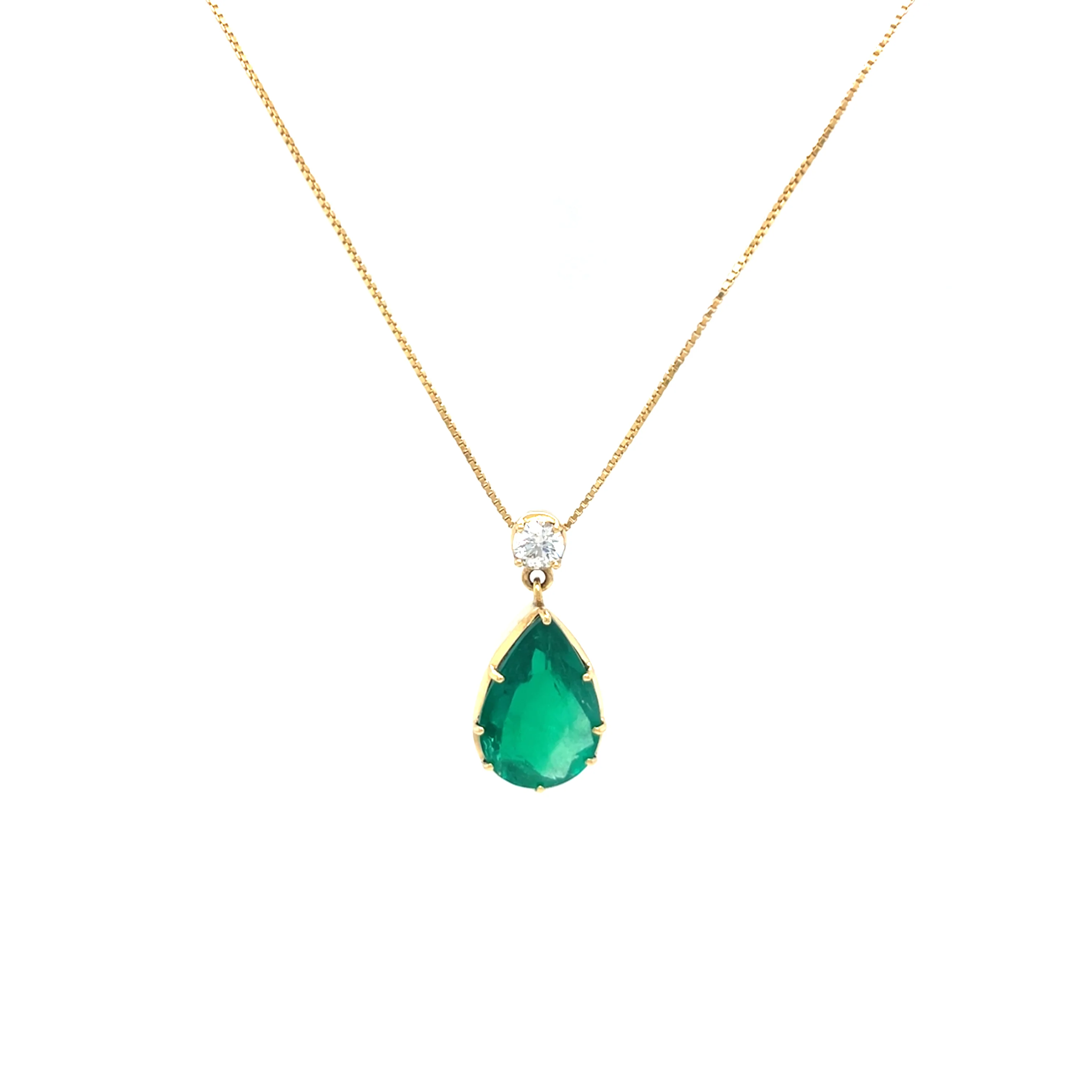 3.00 Carat Colombian Emerald and Diamond Pendant Necklace - Image 4