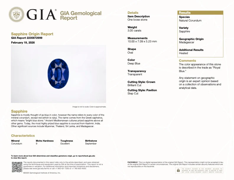 3.05 Carat Blue Sapphire - GIA - Image 2