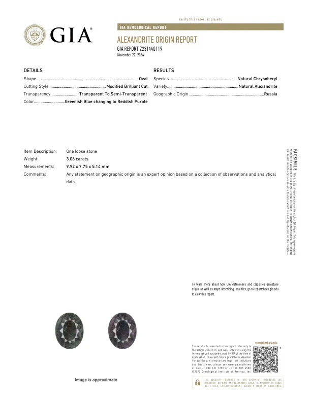 3.08 Carat Alexandrite - Russian - GIA - Image 2