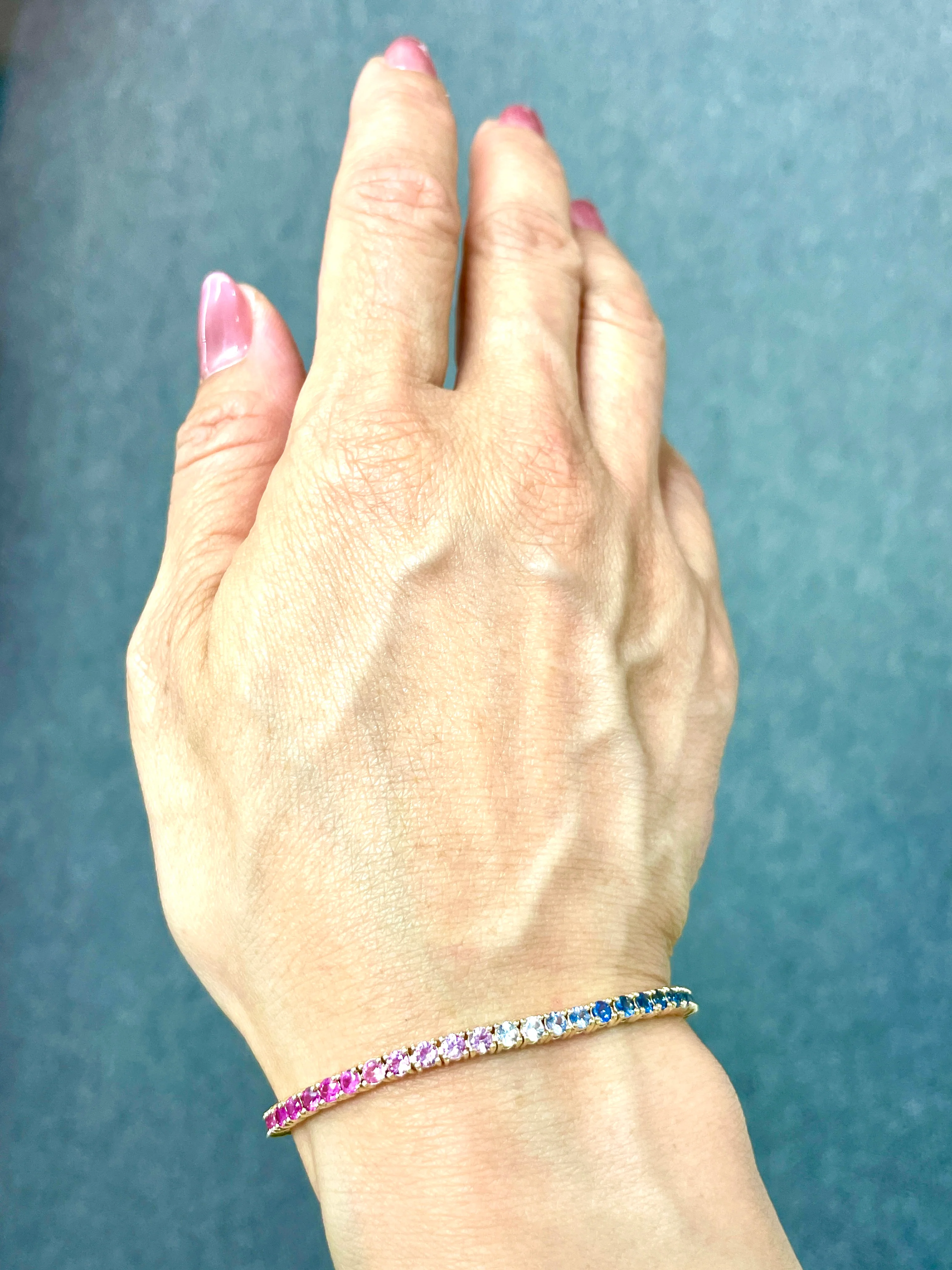4.80 Carat Rainbow Ombre Sapphire Bracelet - Image 4