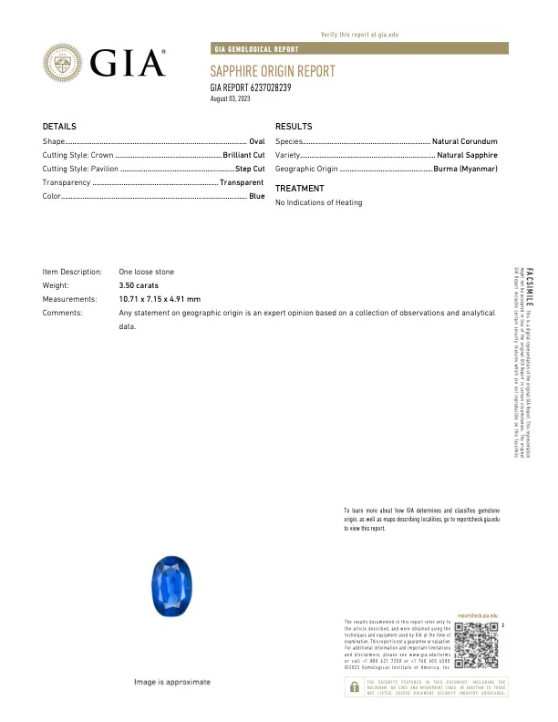 3.50 Carat No Heat Burma Sapphire - GIA - Image 2