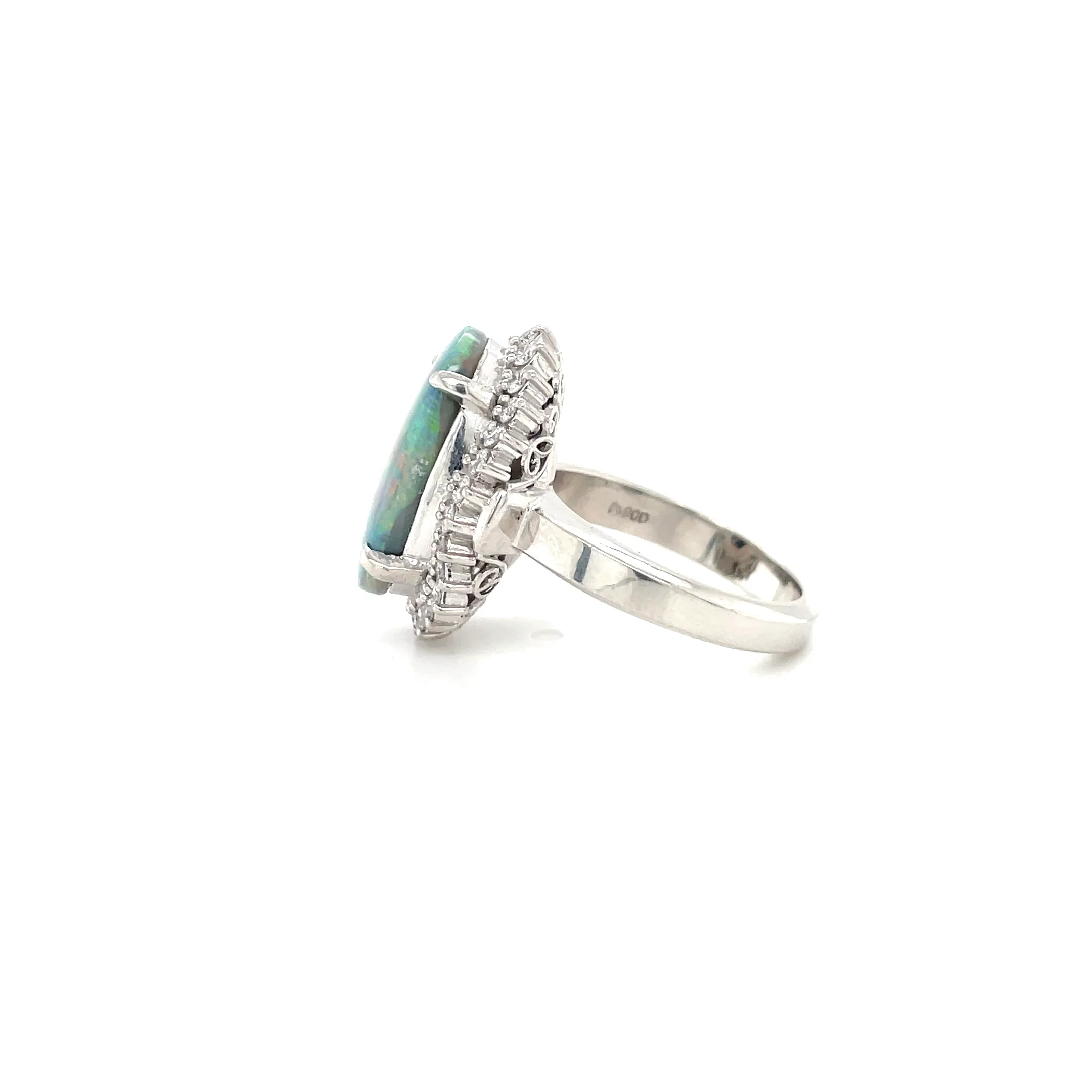 3.57 Carat Black Opal and Diamond Ring - Image 2