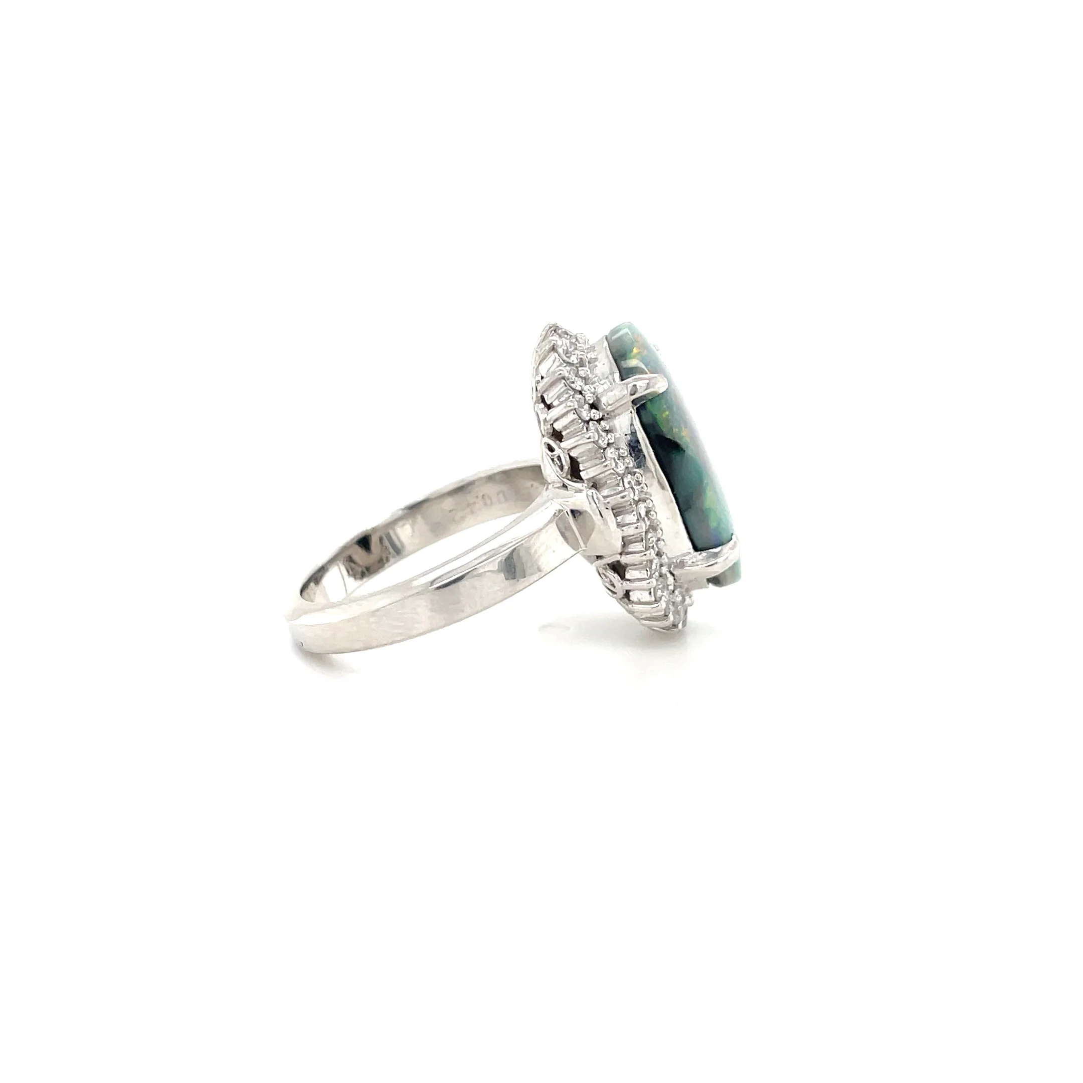 3.57 Carat Black Opal and Diamond Ring - Image 4
