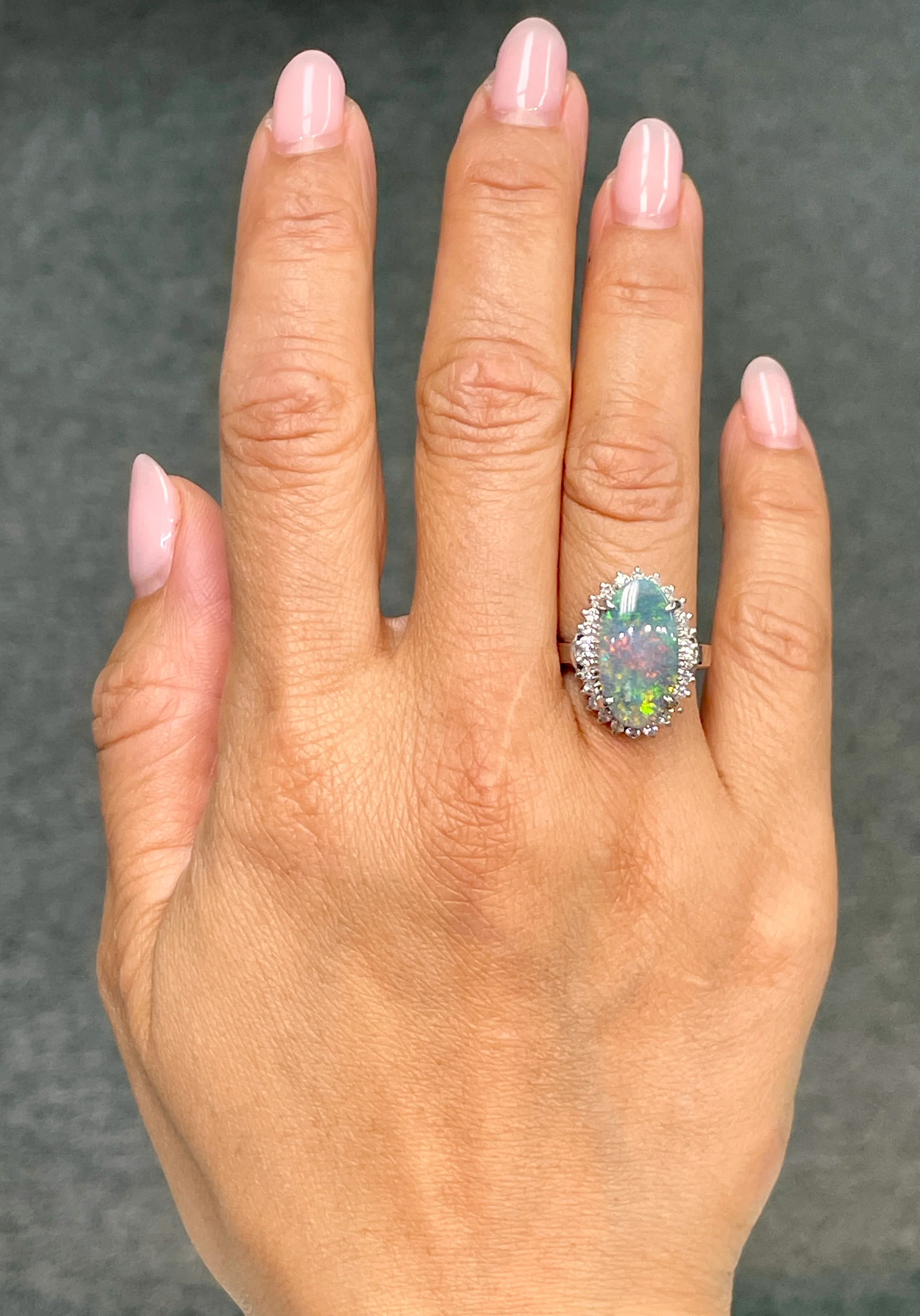 3.57 Carat Black Opal and Diamond Ring - Image 5