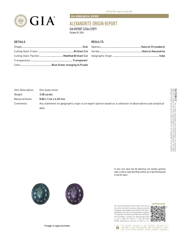 3.58 Carat Alexandrite - Indian - GIA - Image 3
