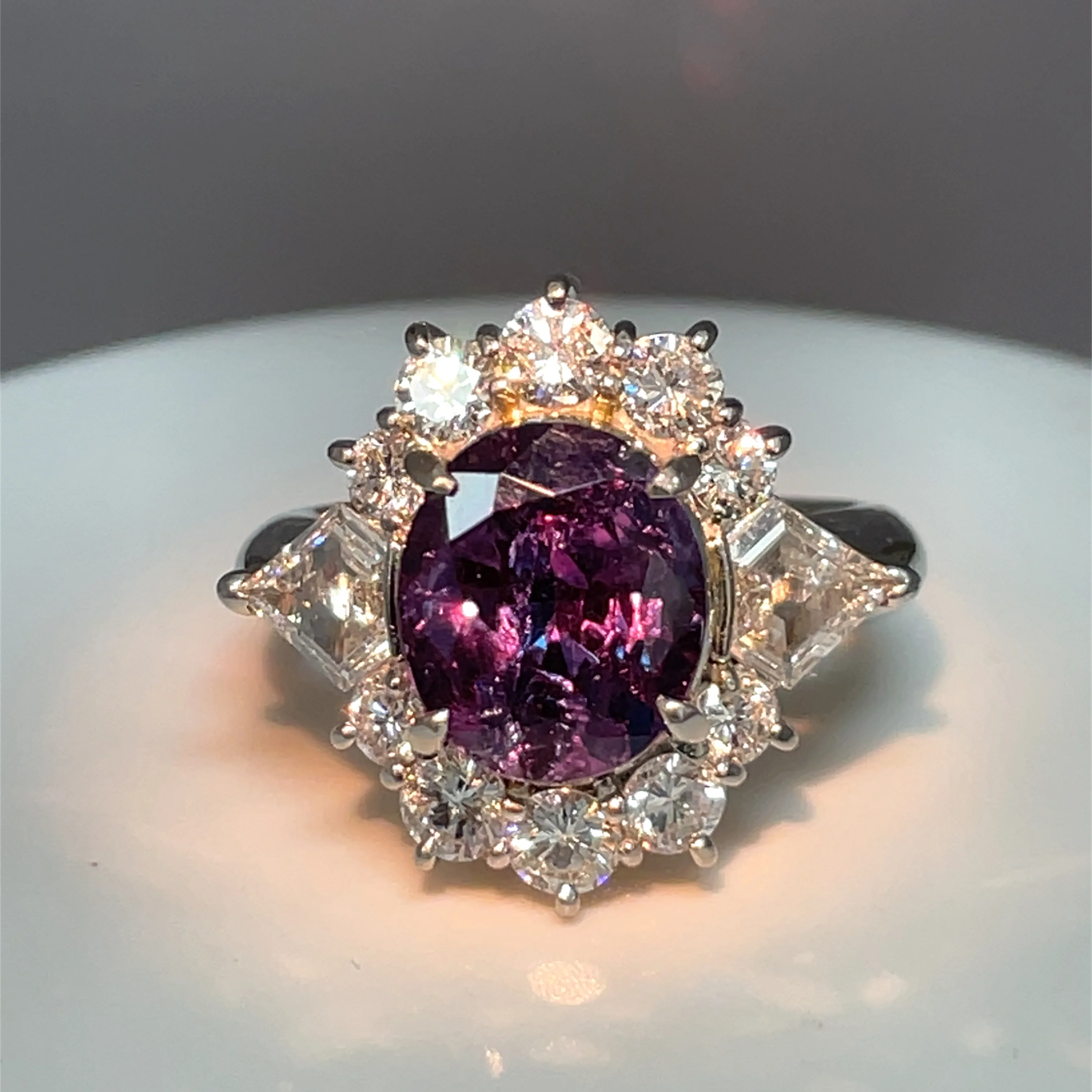 3.62 Carat Alexandrite and Diamond Ring- AGL - Image 2