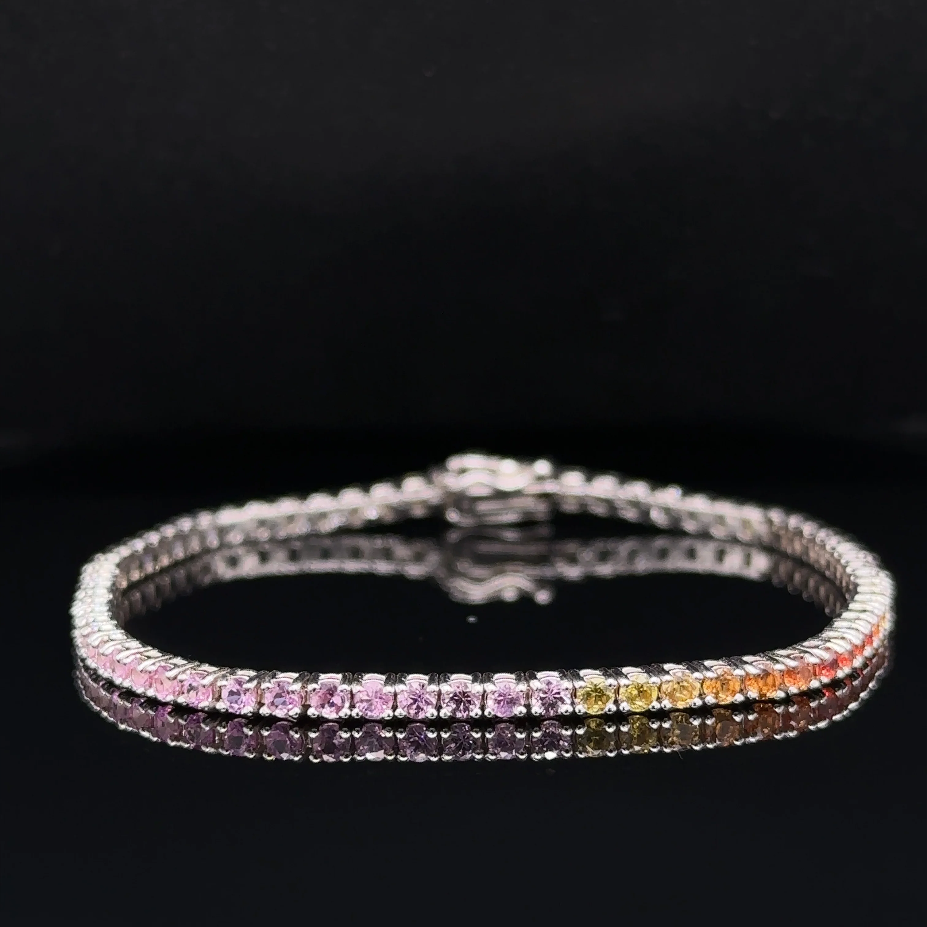 3.10 Carat Rainbow Ombre Sapphire Bracelet - Image 4