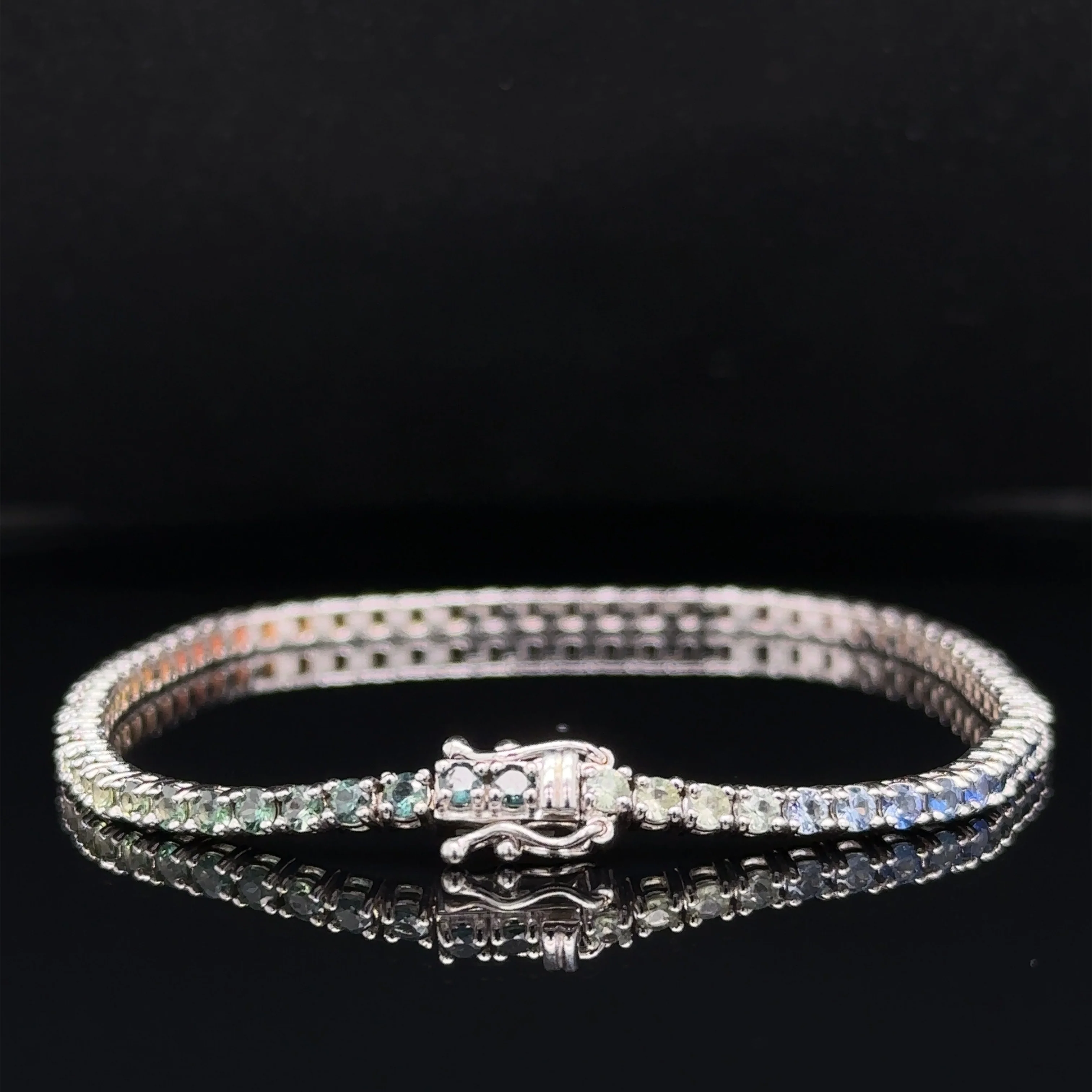 3.10 Carat Rainbow Ombre Sapphire Bracelet - Image 6