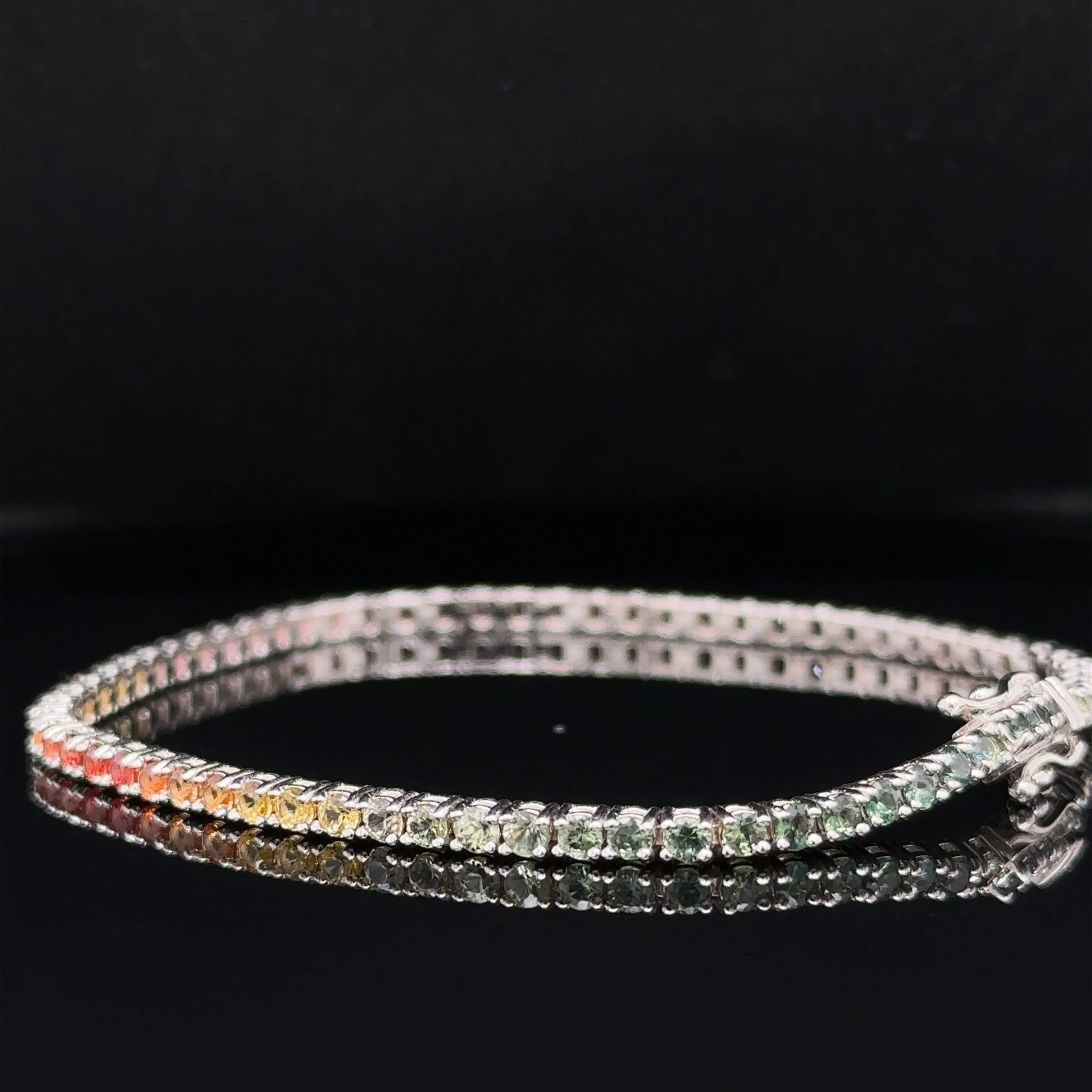 3.10 Carat Rainbow Ombre Sapphire Bracelet - Image 7