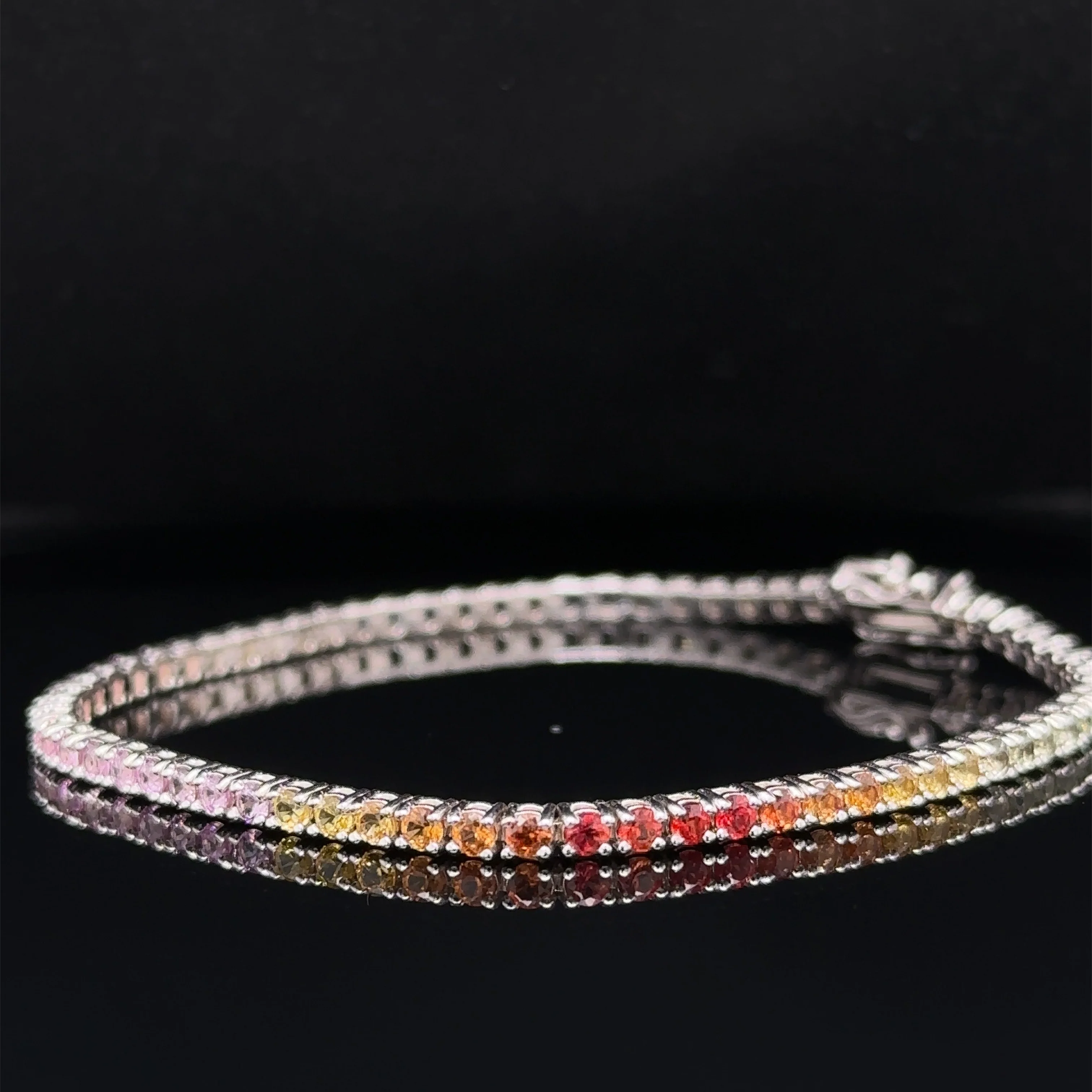 3.10 Carat Rainbow Ombre Sapphire Bracelet - Image 8
