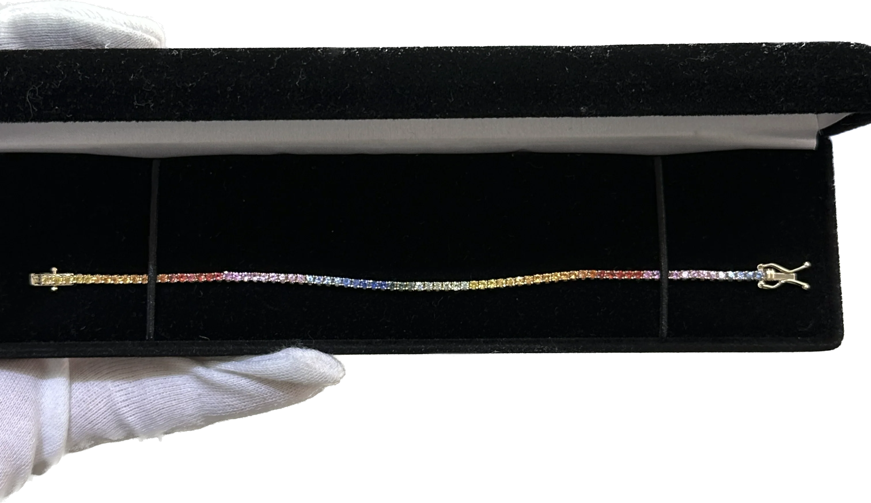 3.10 Carat Rainbow Ombre Sapphire Bracelet - Image 9