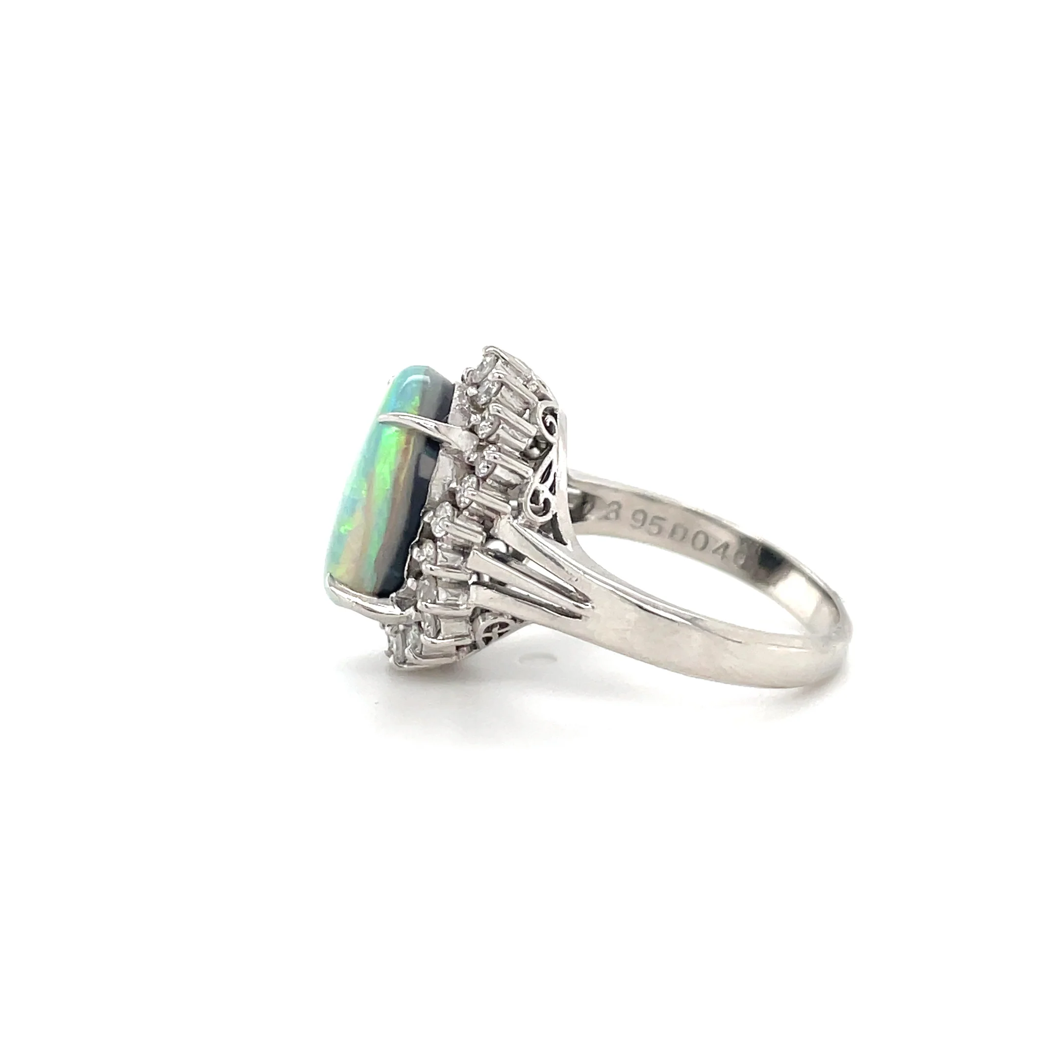 3.95 Carat Black Opal and Diamond Ring - Image 2